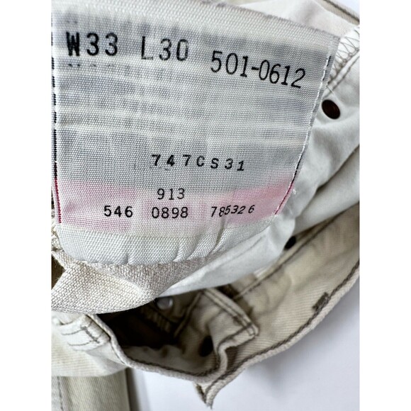 VINTAGE Levi's 501 Jeans Mens 33x29 White Denim Straight Button Fly 90s USA - Picture 9 of 14